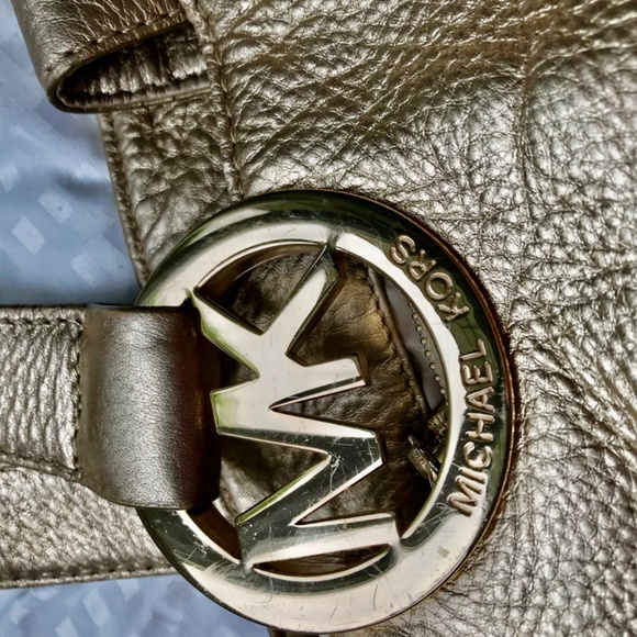 Michael Kors Large genuine gold leather bag big MK - Picture 9 of 13